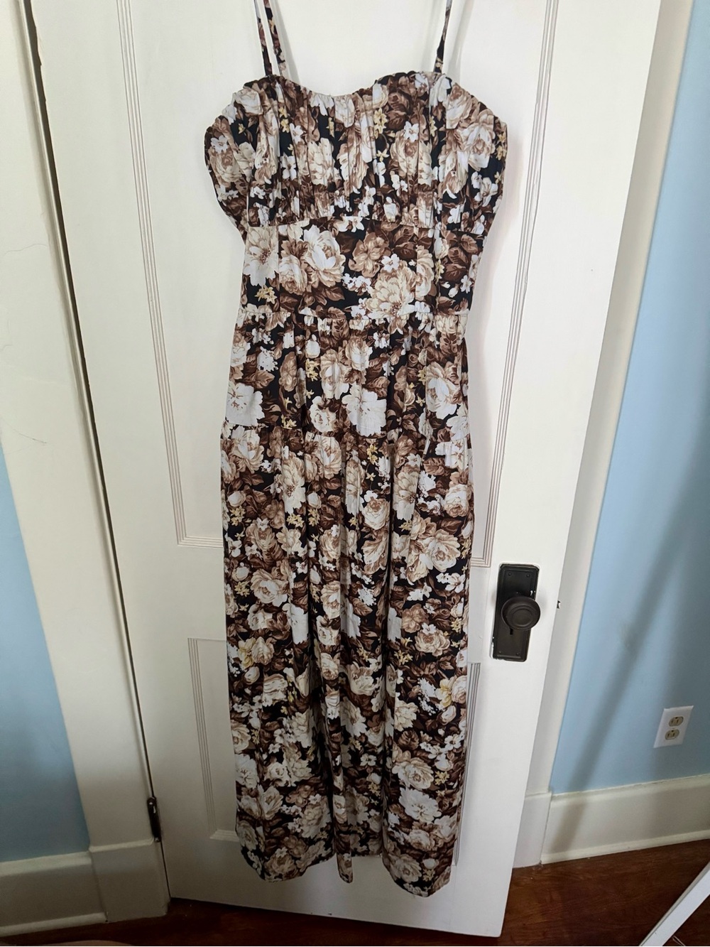 Abercrombie & Fitch Brown and Cream Floral Maxi Dress